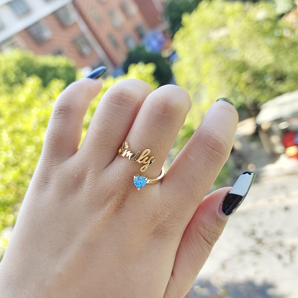 Custom Birthstone Name Ring, Minimalist Exquisite Design